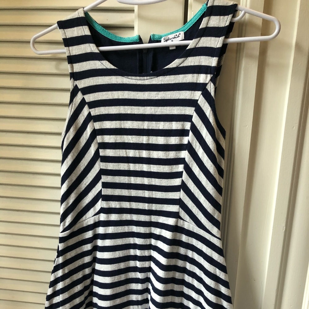 Girls Splendid Blue and Grey Striped Dress